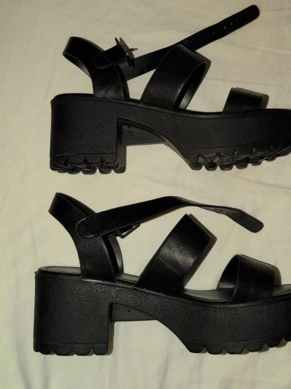 Soda Black Chunky Platform Strappy Sandals